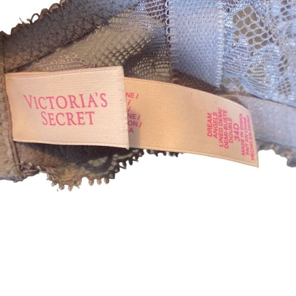 Victoria’s Secret dream angels lined Demi 34D gray/green rhinestones lace - Picture 4 of 4
